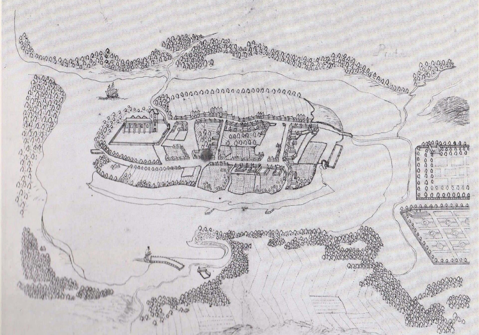 Præstø by omkring 1720